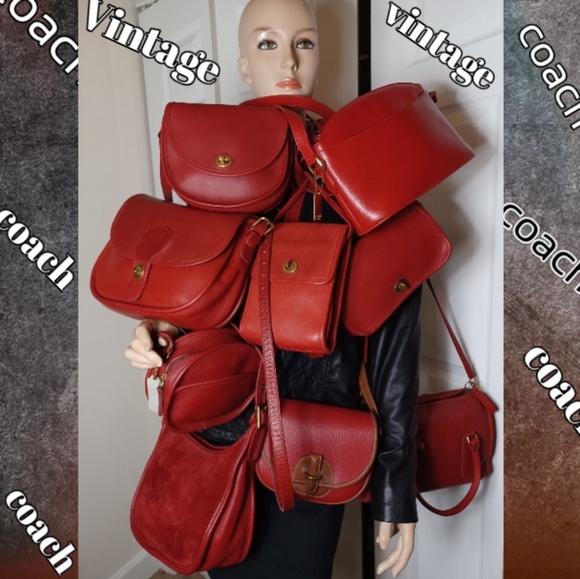 VINTAGE COACH RED BAGS SEE IN OUR CLOSET @lorac2015 - Picture 1 of 10